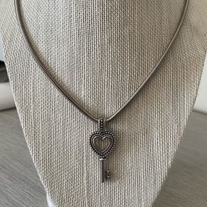 Silver Snake Chain with Key Necklace
